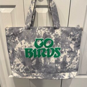 Philly fan -Tye Dye Tote Bag with "GO BIRDS" Applique- zip closure